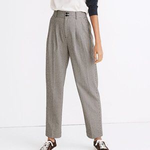 Madewell Pleated Taper Wide-Leg in Mini Houndstooth size 6